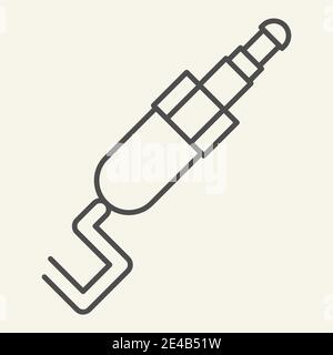 Mini jack thin line icon. Cable connector vector illustration isolated on white. Audio jack outline style design, designed for web and app. Eps 10. Stock Vector