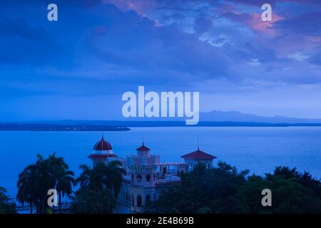 Elevated view of former sugar baron mansion, Palacio De Valle, Punta Gorda, Cienfuegos, Cuba Stock Photo