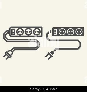 Power socket line and glyph icon. Sockets vector illustration isolated on white. Outlet outline style design, designed for web and app. Eps 10. Stock Vector
