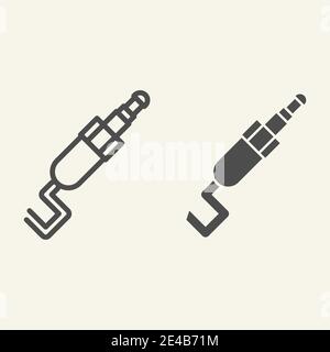 Mini jack line and glyph icon. Cable connector vector illustration isolated on white. Audio jack outline style design, designed for web and app. Eps Stock Vector