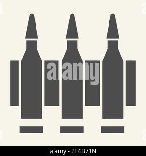 Ammunition solid icon. Bullets vector illustration isolated on white. Cartridge glyph style design, designed for web and app. Eps 10. Stock Vector