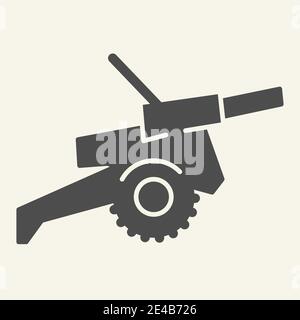 Cannon solid icon. War vector illustration isolated on white. Weapon glyph style design, designed for web and app. Eps 10. Stock Vector
