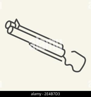 Shotgun thin line icon. Double-barreled gun vector illustration isolated on white. Weapon outline style design, designed for web and app. Eps 10. Stock Vector