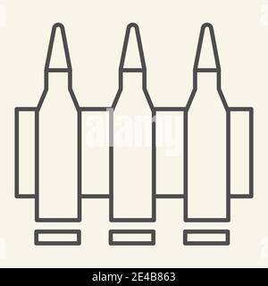 Ammunition thin line icon. Bullets vector illustration isolated on white. Cartridge outline style design, designed for web and app. Eps 10. Stock Vector