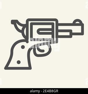 Pistol line icon. Revolver vector illustration isolated on white. Gun outline style design, designed for web and app. Eps 10. Stock Vector