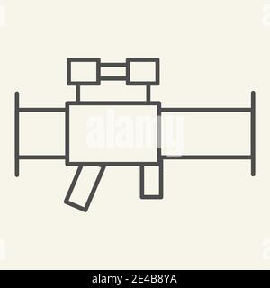 Bazooka thin line icon. Rocket launcher vector illustration isolated on white. Weapon outline style design, designed for web and app. Eps 10. Stock Vector