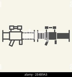 Bazooka line and glyph icon. Rocket launcher vector illustration isolated on white. Weapon outline style design, designed for web and app. Eps 10. Stock Vector