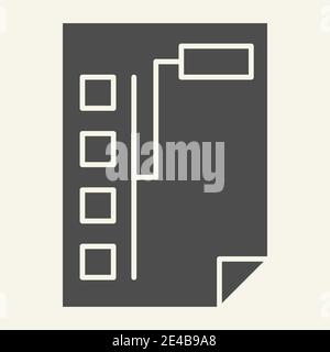 Document with graph solid icon. Paper with chart vector illustration isolated on white. Plan glyph style design, designed for web and app. Eps 10. Stock Vector