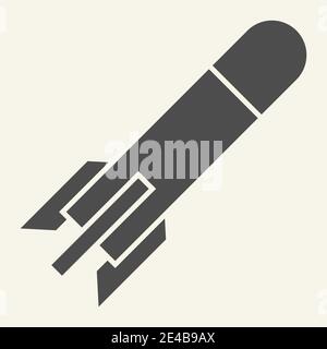 Missile solid icon. Rocket vector illustration isolated on white. Launch glyph style design, designed for web and app. Eps 10. Stock Vector