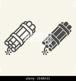 Countdown bomb line and glyph icon. Dynamite vector illustration isolated on white. Explosion outline style design, designed for web and app. Eps 10. Stock Vector