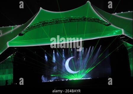 Atmosphere during a multi-million euros show organised in Tripoli, Libya, on September 1st, 2009, as part of many festivities to celebrate 40th anniversary of 'Al Fateh' revolution, lead by Muammar Gaddafi, on September 1st, 1969. The show was celebrating different aspects of Libyan history, from Libyan pharaon to Gaddafi's 'green power'. Photo by Ammar Abd Rabbo/ABACAPRESS.COM Stock Photo