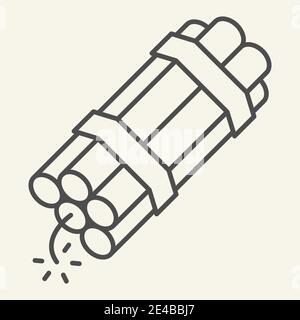 Countdown bomb thin line icon. Dynamite vector illustration isolated on white. Explosion outline style design, designed for web and app. Eps 10. Stock Vector