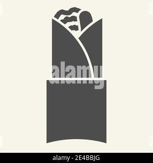 Doner kebab solid icon. Shaurma vector illustration isolated on white. Burito glyph style design, designed for web and app. Eps 10. Stock Vector