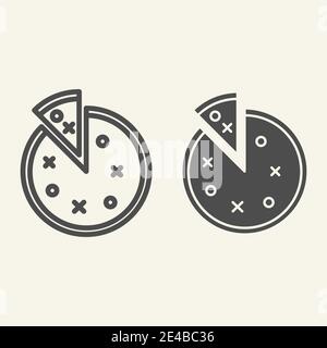 Pizza line and glyph icon. Round pizza vector illustration isolated on white. Fast food outline style design, designed for web and app. Eps 10. Stock Vector