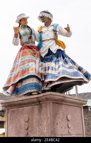 Chivay is a small town in the Peruvian Andes where most people spend the night before going to see the Cross of the Condor Stock Photo