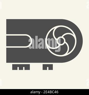 Video card solid icon. Chip vector illustration isolated on white. Cooler glyph style design, designed for web and app. Eps 10. Stock Vector
