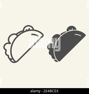 Taco line and glyph icon. Burrito vector illustration isolated on white. Snack outline style design, designed for web and app. Eps 10. Stock Vector