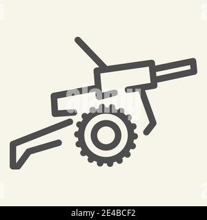 Cannon line icon. War vector illustration isolated on white. Weapon outline style design, designed for web and app. Eps 10. Stock Vector