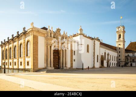 Coimbra, Portugal - October 16 2020: Architecture details of Coimbra city and University of Coimbra (moved permanently to its current city in 1537) on Stock Photo