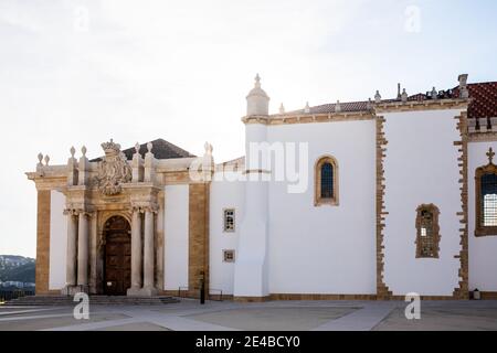 Coimbra, Portugal - October 16 2020: Architecture details of Coimbra city and University of Coimbra (moved permanently to its current city in 1537) on Stock Photo