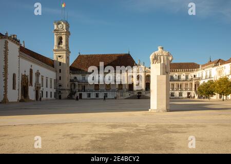 Coimbra, Portugal - October 16 2020: Architecture details of Coimbra city and University of Coimbra (moved permanently to its current city in 1537) on Stock Photo