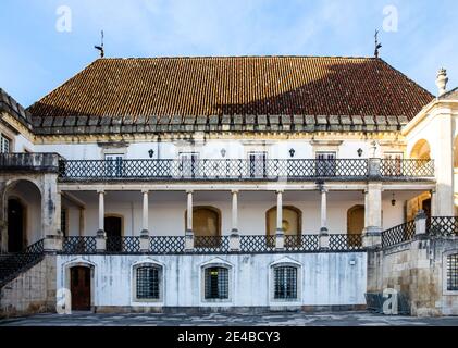 Coimbra, Portugal - October 16 2020: Architecture details of Coimbra city and University of Coimbra (moved permanently to its current city in 1537) on Stock Photo