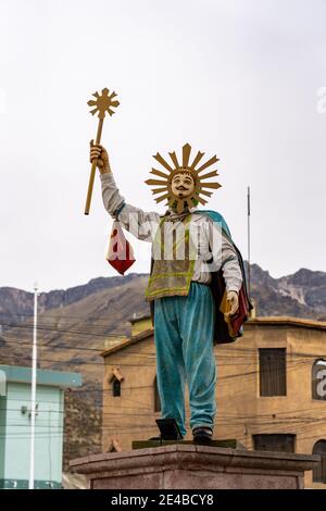 Chivay is a small town in the Peruvian Andes where most people spend the night before going to see the Cross of the Condor Stock Photo