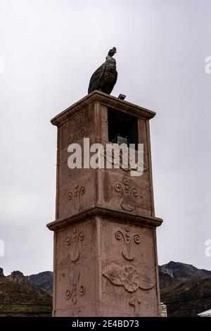 Chivay is a small town in the Peruvian Andes where most people spend the night before going to see the Cross of the Condor Stock Photo