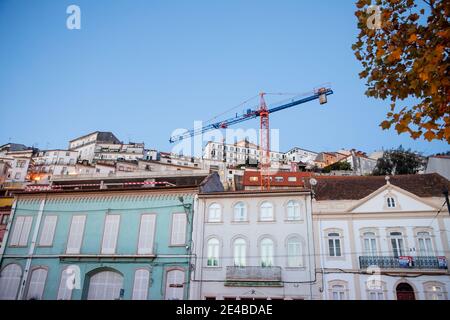 Coimbra, Portugal - October 16 2020: Architecture details of Coimbra city and University of Coimbra (moved permanently to its current city in 1537) on Stock Photo