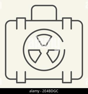 Nuclear case thin line icon. Nuclear safety suitcase vector illustration isolated on white. Radiation bag outline style design, designed for web and Stock Vector