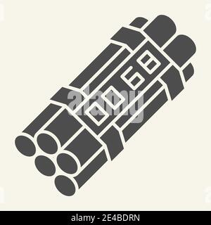 Time bomb solid icon. Dynamite vector illustration isolated on white. Detonator glyph style design, designed for web and app. Eps 10. Stock Vector