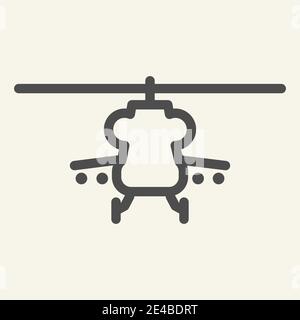 Combat helicopter line icon. Military copter vector illustration isolated on white. Chopper outline style design, designed for web and app. Eps 10. Stock Vector