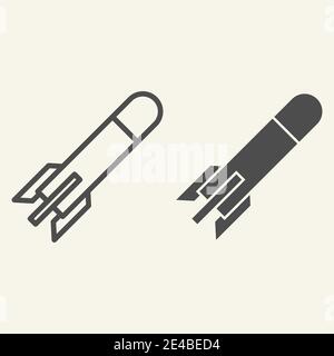 Missile line and glyph icon. Rocket vector illustration isolated on white. Launch outline style design, designed for web and app. Eps 10. Stock Vector