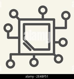 Memory chip line icon. Cpu vector illustration isolated on white. Microchip outline style design, designed for web and app. Eps 10. Stock Vector