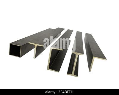 3d rendering of set of typical steel construction beams on white Stock Photo