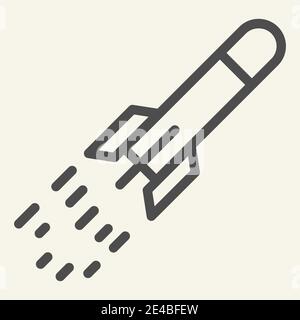 Startup launch line icon. Rocket launch vector illustration isolated on white. Weapon outline style design, designed for web and app. Eps 10. Stock Vector