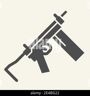 UZI solid icon. Weapon vector illustration isolated on white. Firearm glyph style design, designed for web and app. Eps 10. Stock Vector
