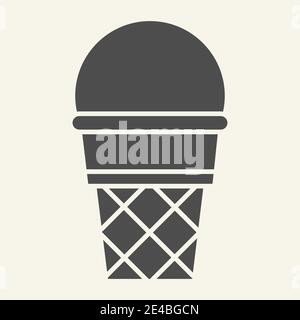 Ice cream solid icon. Ice cream in waffle cone vector illustration isolated on white. Sweets glyph style design, designed for web and app. Eps 10. Stock Vector