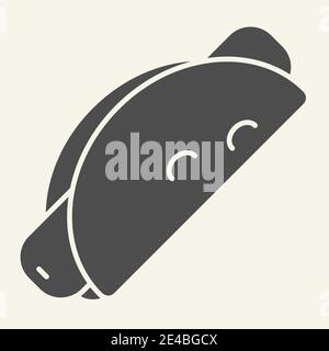 Mexican taco solid icon. Sausage in taco vector illustration isolated on white. Burrito glyph style design, designed for web and app. Eps 10. Stock Vector