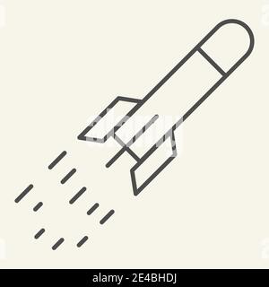Startup launch thin line icon. Rocket launch vector illustration isolated on white. Weapon outline style design, designed for web and app. Eps 10. Stock Vector