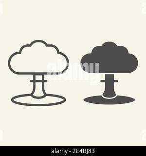 Explosion line and glyph icon. Boom vector illustration isolated on white. Nuclear explosion outline style design, designed for web and app. Eps 10. Stock Vector