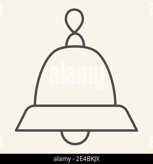 Bell thin line icon. Christmas holiday handbell outline style pictogram on white background. Happy New Year symbol for mobile concept and web design Stock Vector