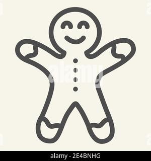Gingerbread man line icon. Biscuit Man outline style pictogram on white background. Christmas Cookie for mobile concept and web design. Vector Stock Vector