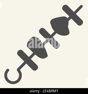 Shish kebab solid icon. Shashlik vector illustration isolated on white. Chicken shish glyph style design, designed for web and app. Eps 10. Stock Vector
