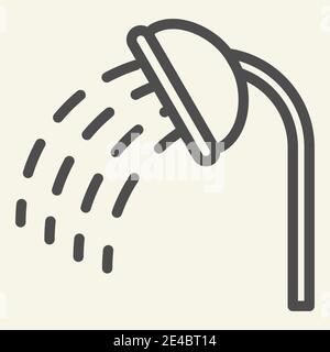 Shower line icon. Shower head with water drops symbol, outline style pictogram on beige background. Showering sign for mobile concept and web design Stock Vector