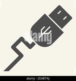 USB solid icon. Transfer vector illustration isolated on white. Cord glyph style design, designed for web and app. Eps 10. Stock Vector