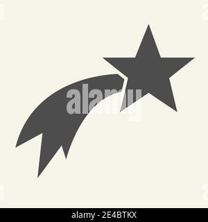 Shooting star solid icon. Christmas falling star glyph style pictogram on white background. Glowing comet with trail for mobile concept and web design Stock Vector