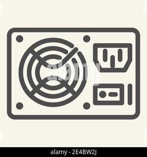 PC hardware element line icon. Uninterruptible power supply vector illustration isolated on white. Voltage outline style design, designed for web and Stock Vector