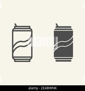 Soda can line and glyph icon. Drink in aluminum tin vector illustration isolated on white. Beverage outline style design, designed for web and app Stock Vector