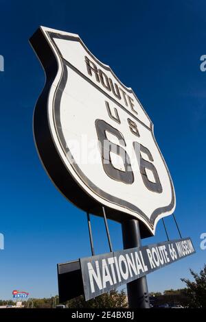 National Route 66 Museum sign, Elk City, Beckham County, Oklahoma, USA Stock Photo